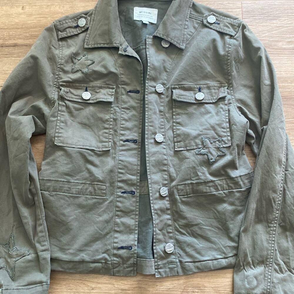 McGuire army military green cargo jacket w stars and silver buttons sz small